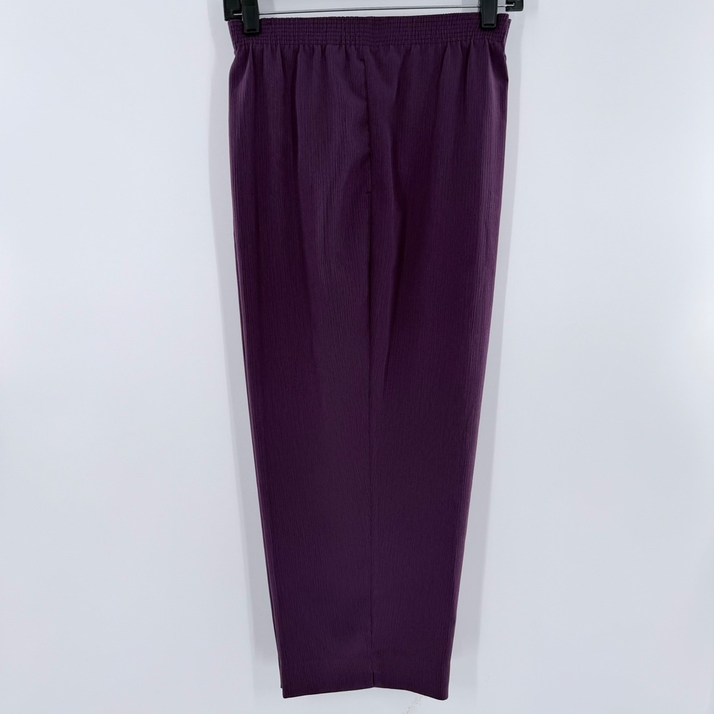 Allison Daley Purple Textured Elastic Waist Straight Leg Pants Womens 16
